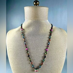 Sorrelli Colorful Mixed AB Crystals & Gemstones Necklace | Antique Bronze | EUC